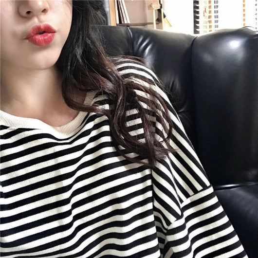 Camisa Oversized a Rayas de Manga Larga Suelta - Image 22