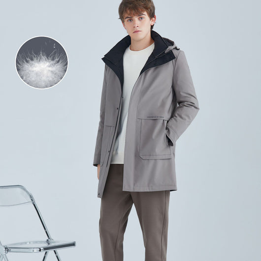 Chaqueta Impermeable de Plumón de Pato Blanco con Capucha para Hombre - Image 7