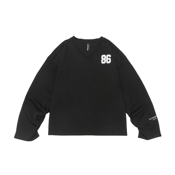 Playera de Cuello V con Bordado Digital para Mujer - Manga Larga