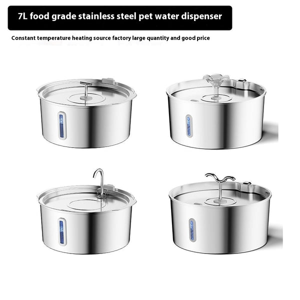 Dispensador Automático de Agua con Calefacción para Mascotas - 7L Acero Inoxidable