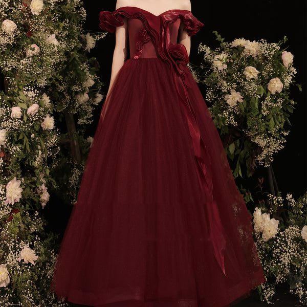 Vestido de Gala Grace Rojo Hombros Descubiertos