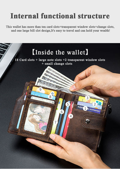 Billetera Vertical Corta de Cuero Genuino con Protección RFID - Estilo Retro Europeo - Image 12