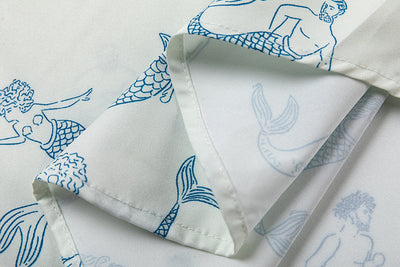 Camisa Estampado Sirena Manga Corta Suelta para Hombre - Image 5
