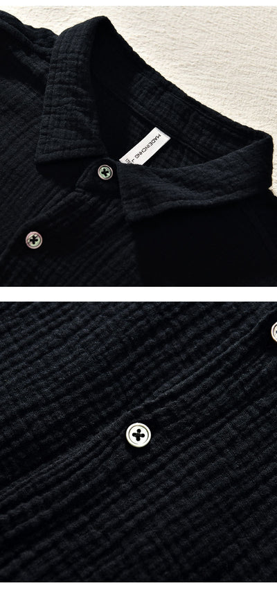Camisa Manga Larga Algodón Puro Color Sólido para Hombre - Image 18