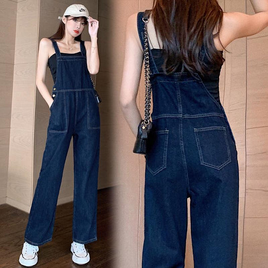Overol Denim de Cintura Alta Minimalista para Mujer