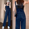 Overol Denim de Cintura Alta Minimalista para Mujer