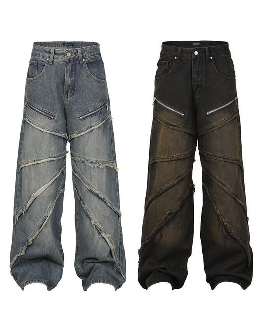 Jeans Rectos con Costuras Deconstruidas y Borde Plisado - Image 8