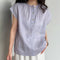 Blusa Tencel Lino Cuello Redondo Ajustada para Mujer