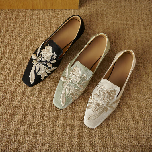 Zapatos Planos Bordados de Corte Bajo con Suela Suave para Mujer - Image 4
