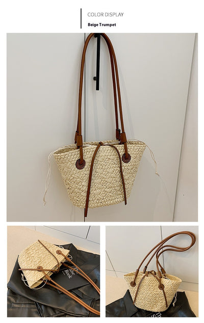 Bolsa Tejida de Gran Capacidad Multiuso con Asa de Hombro - Image 7