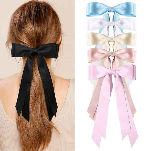 Pasador de Cabello con Moño de Resorte - Clip Grande con Cintas Decorativas - Image 2