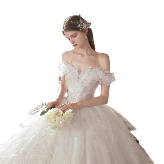 Vestido de Novia Blanco Marfil con Cielo Estrellado y Falda Voluminosa Estilizadora - Image 3