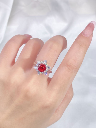 Anillo Vintage Rubí Rojo Sangre de Paloma con Diamante T Square en Plata 925 - Image 9