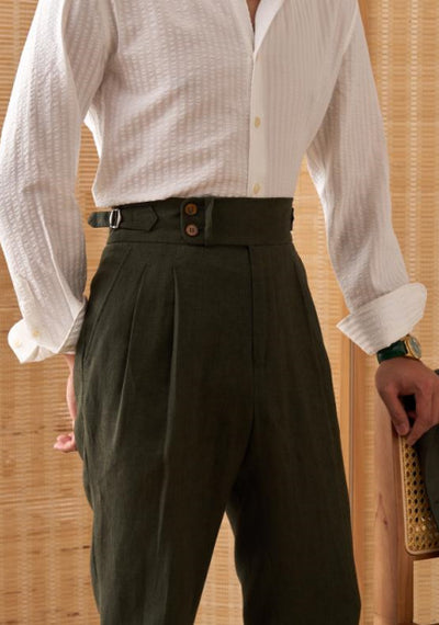 Pantalón de Vestir Italiano con Pinzas Dobles y Hebilla Paris para Hombre - Image 6