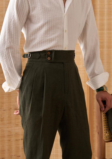 Pantalón de Vestir Italiano con Pinzas Dobles y Hebilla Paris para Hombre - Image 6