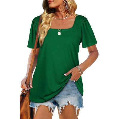 Camiseta de Cuello Cuadrado con Rayas Fruncidas para Mujer - Image 33