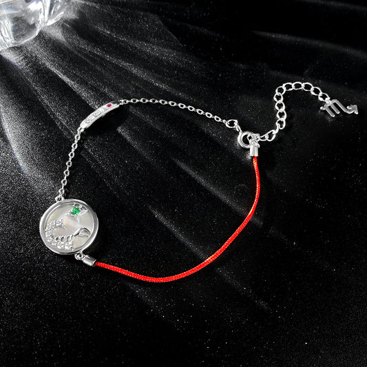 Pulsera Plata 925 Constelación Escorpio Esmeralda - Diseño Original