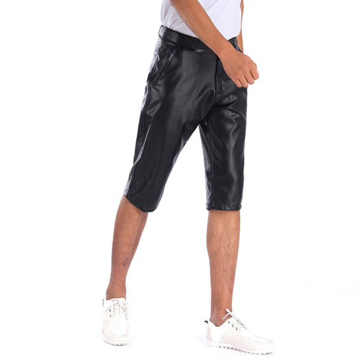 Pantalones Cortos de Cuero Stretch Tejidos Cinco y Seis Puntos para Hombre - Verano - Image 4