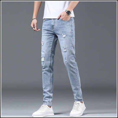 Pantalones Slim Fit Rotos Casuales para Hombre - Image 4
