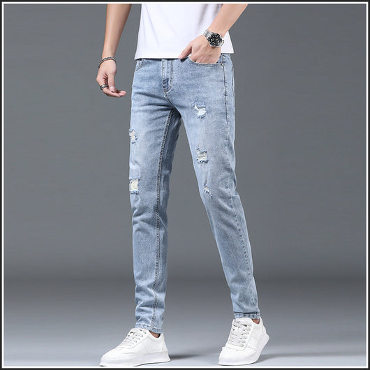 Pantalones Slim Fit Rotos Casuales para Hombre - Image 4