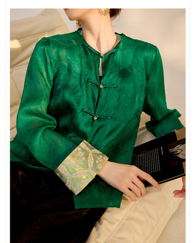 Blusa Retro Elegante con Bordado Chino y Botones Decorativos - Image 17