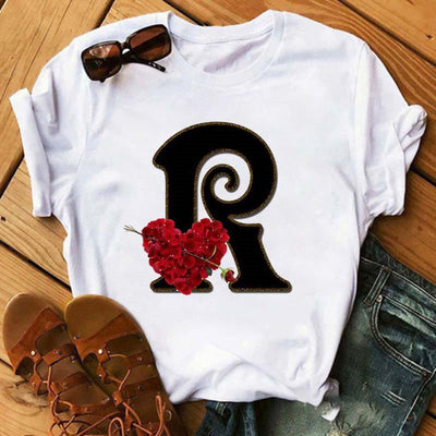 Playera Casual Estampado Alfabeto Inglés Rosa para Estudiantes - Image 39