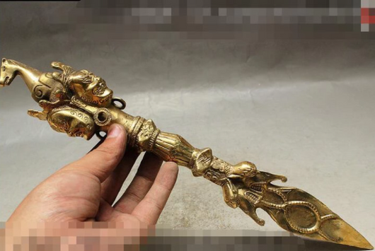 Vajra Cabeza de Caballo de Cobre Puro - Instrumento Tibetano Antiguo para Decoración - Image 3