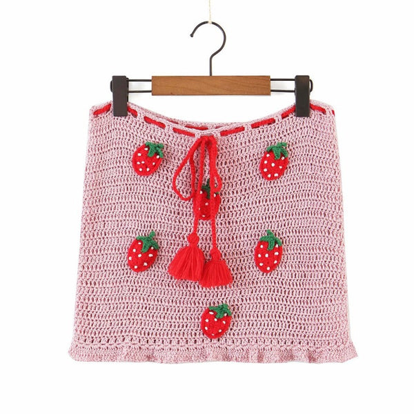 Falda Tejida Mariposas Encaje Fresas Otoño - Image 5