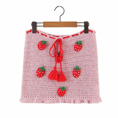 Falda Tejida Mariposas Encaje Fresas Otoño - Image 5