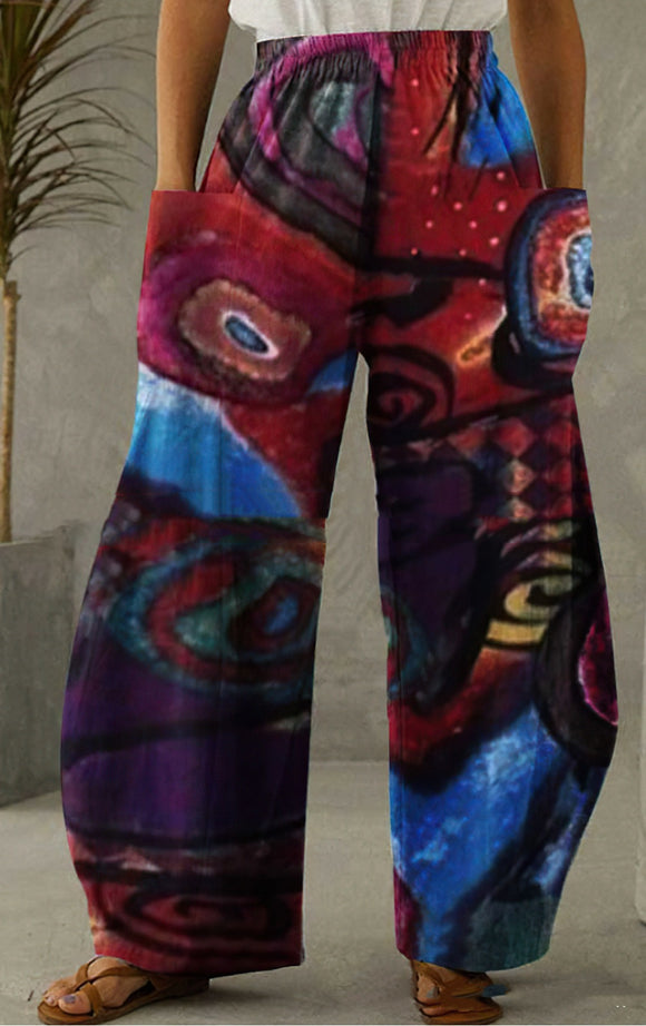Pantalones Anchos de Algodón y Lino para Mujer