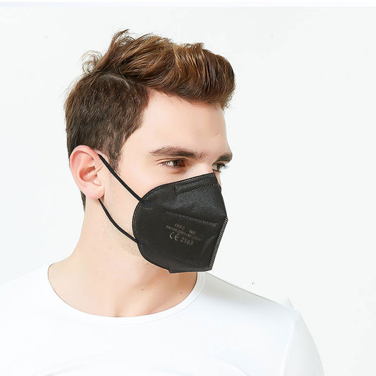 White FFP2 NR KN95 dust-proof face mask with ear loops, indicating a quantity of 200 pieces.