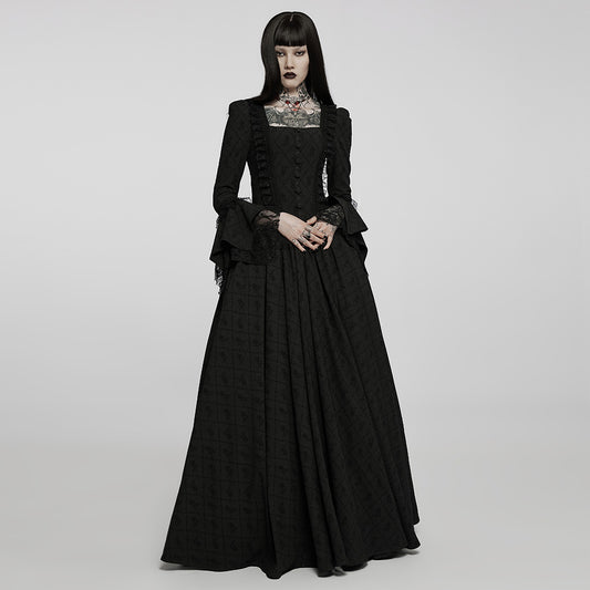 Vestido Largo Rosa Espinas Negras para Mujer
