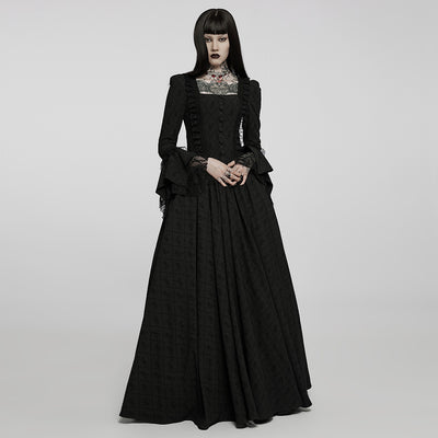 Vestido Largo Rosa Espinas Negras para Mujer