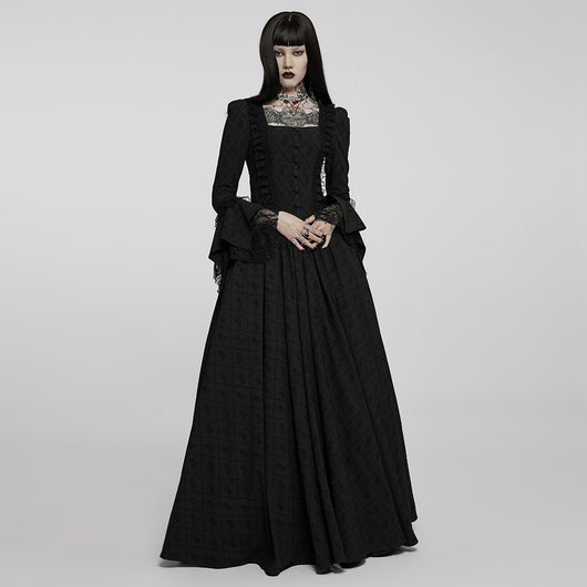 Vestido Largo Rosa Espinas Negras para Mujer