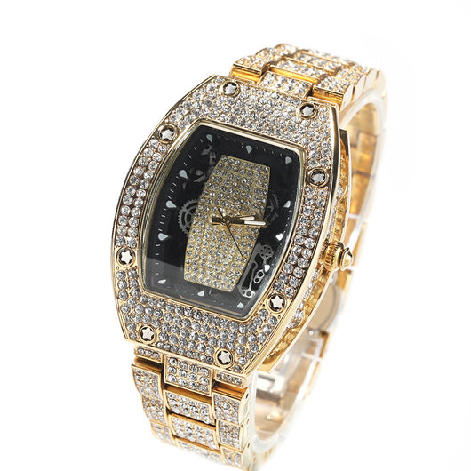 Reloj de Cuarzo Hip Hop Diseño Minimalista con Diamantes a Juego - Image 6