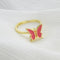 Fashion Sweet Little Ring Wild Flower Ring B Rojo butterfly Adjustable opening 1PCS