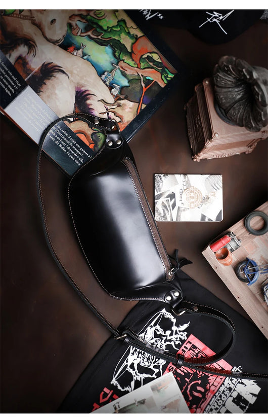 Bolso de Pecho de Cuero Genuino para Hombre - Bandolera Retro Estilo Casual - Image 16