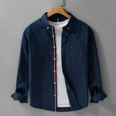 Camisa Oxford Clásica Británica de Manga Larga para Hombre - Image 9