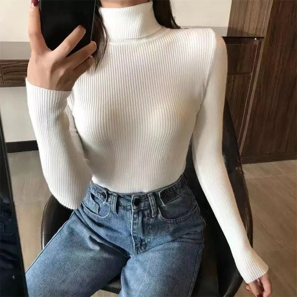Suéter Coreano Cuello Alto Mujer - Pullover Holgado Invierno