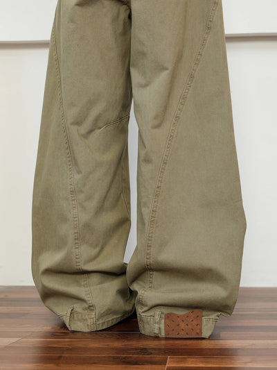 Pantalones Khaki Premium Deconstrucción Retro Pierna Ancha para Hombre - Image 12