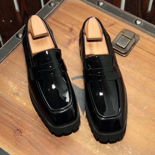 Zapatos Hombre Punta Cuadrada Charol Negro - Estilo Moderno y Versátil - Image 7