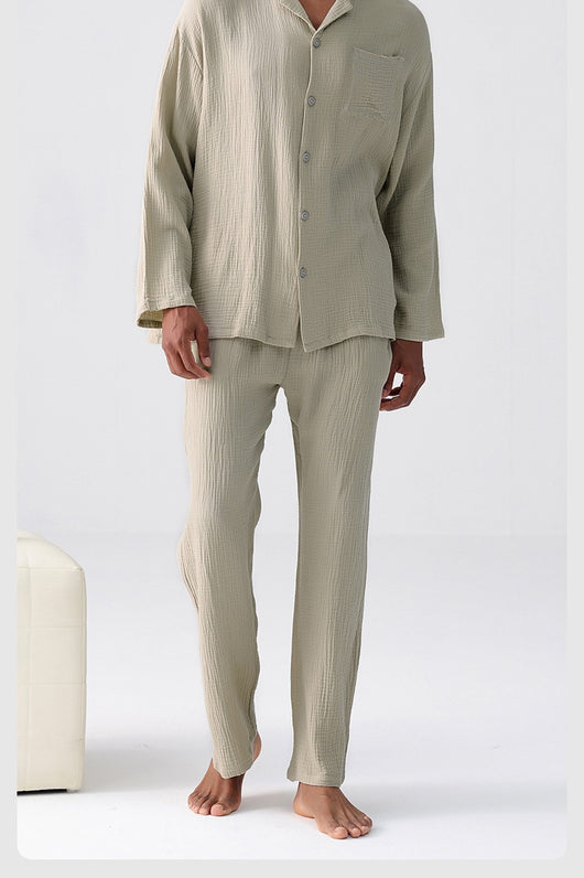 Pijama Hombre Gasa Tejida Primavera Otoño Ligero y Cómodo - Image 21