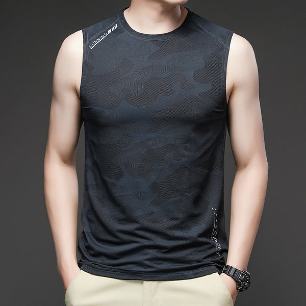 Playera Sin Mangas de Seda Helada con Personalidad Fashion para Hombre