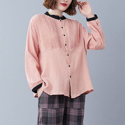 Camisa Cuello Parado de Temperamento Manga Larga Versátil para Tallas Grandes - Image 8