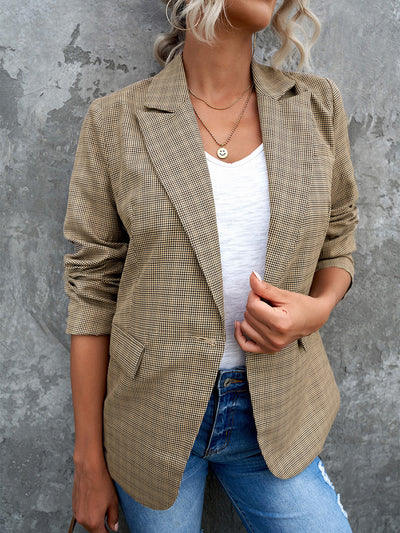 Cardigan Blazer Ajustado de Color Sólido para Mujer - Estilo Europeo Moderno - Image 6