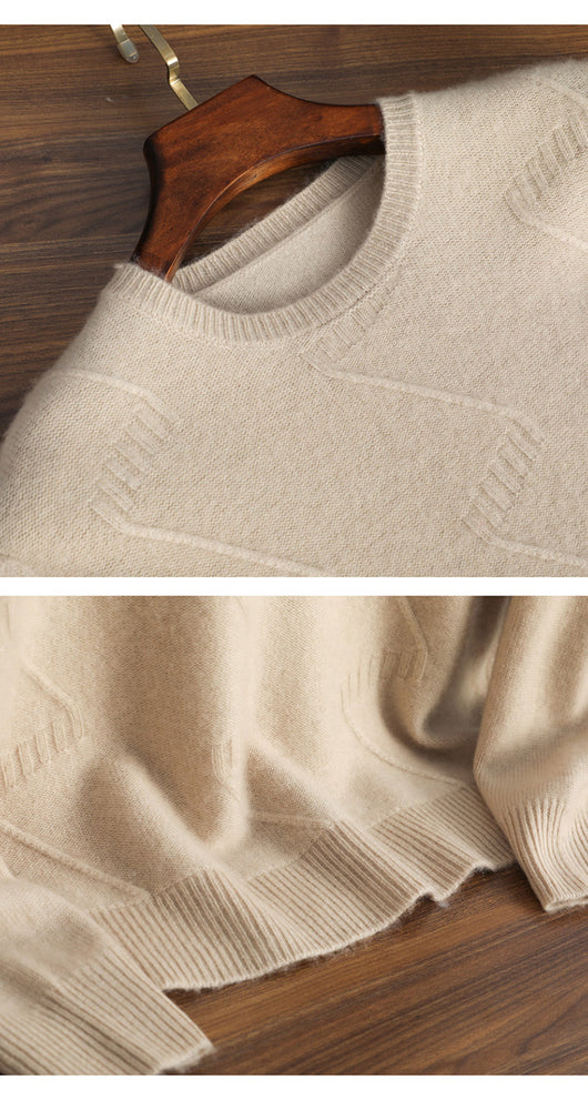 Suéter de Cachemira Pura para Hombre - Cuello Redondo Jacquard - Image 7
