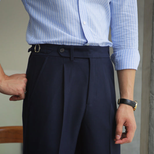 Pantalones Business Casual de Talle Alto Texturizados para Hombre - Image 3