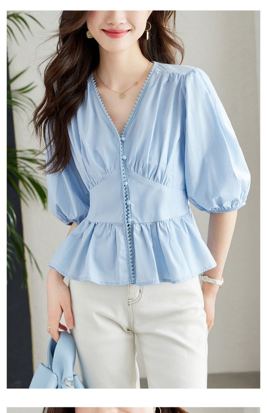 Blusa Fresca de Cuello en V para Mujer - Cómoda y Elegante - Image 17