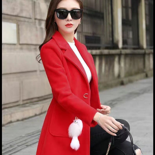 Abrigo de Lana Midi Estilo Coreano para Mujer - Image 14