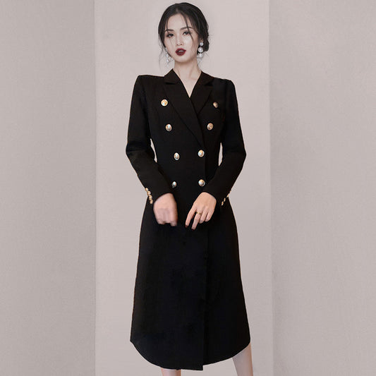 Vestido Blazer Doble Botonadura con Perlas - Elegancia Profesional